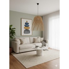 Delf Yapı Adolf Tekli Rattan Modern Tasarım Hazeran Avize Oturma Odası Bambu Avize