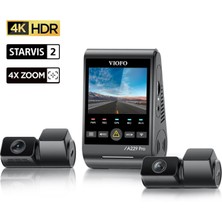 Viofo A229 Pro Tele 3 Kanallı Ön+Telefoto+Arka 4K+2K+1080P Hdr Sony Starvıs 2 Sensör Gps'li Araç Kamerası