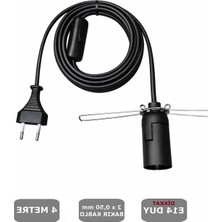 Conana E14 Duylu 4 Metre Arapuarlı, Tuz Lambası Duyu Yaylı (2x0,50) (Siyah) 65W