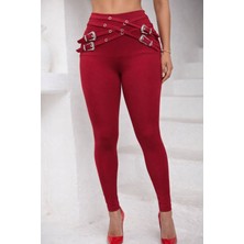 Stelol Kadın Yüksek Bel Önden Çapraz Kuş Göz Detaylı Dalgıç Tayt