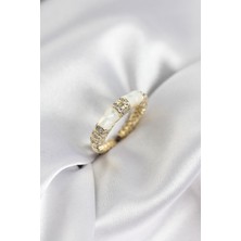 Hkursat Zirkon Taşlı Kemik Model Gold Renk Kadın Yüzük