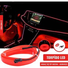 Özgürce 2 Metre 12V Kırmızı LED Neon Işık Araç Içi Neon Dekorasyonu
