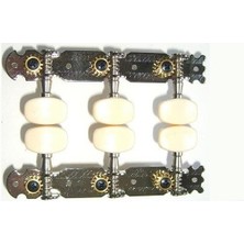 Maxtone GM307N Klasik Gitar Burgu Seti - 3+3 Desenli (Aksesuar/yedek Parça) | Şık Lir Tasarımlı Işlemeli Gövde, Nikel Kaplama ve Geleneksel Estetik Görünüm