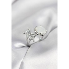 Hkursat Gümüş Renk Kutup Yıldızı Model Kadın Yüzük