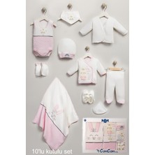 Concon Hediye Kutulu Yenidoğan 10’lu Hastane Çıkış Seti %100 Pamuk Doğum Hediyesi için Tavşan Desenli Pamuk Kız
