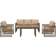 Hier Argento 3+1+1+Orta Sehpa  Alüminyum İskeletli  Su itici Kumaşlı İroko Bahçe Takımı Bahçe Mobilyası Balkon Mobilyası