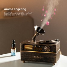 Serreha Nemlendirici Aroma Difüzörlü Vintage Gramofon Hoparlör, Renkli LED Işıklı Ultrasonik Buhar