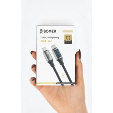 Bomer 3842 Type C To Lighting Gösterge Ekranlı 100W Süper Hızlı Şarj ve Data Kablosu – Süper Plus