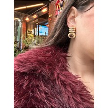 Asteria Jewelry Kahverengi Mineli Vintage Küpe