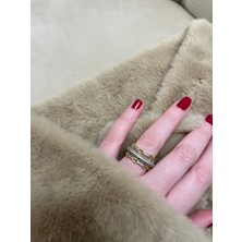 Asteria Jewelry Çift Renk Zirkon Taş Detaylı Yüzük