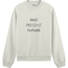 The Lucid Lab Past Present Future Oversize Sweatshirt - Beyaz