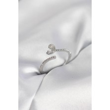 Hkursat Gümüş Renk Pirinç Kuyruklu Kalp Model Kadın Yüzük