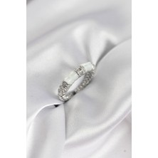 Hkursat Zirkon Taşlı Kemik Model Gümüş Renk Kadın Yüzük