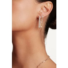 Asteria Jewelry Zincirli Baget Taş Detaylı Küpe