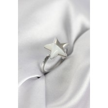 Hkursat Gümüş Renk Sedefli Yıldız Model Kadın Yüzük