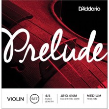 D'addario J810 Prelude 4/4 Tam Boy Keman Tel Seti (Başlangıç/orta Seviye) | Masif Çelik Çekirdek, Medium Tansiyon, Stabil Akort Tutuşu ve Öğrenciler Için Yüksek Dayanıklılık