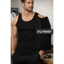 Mostess Siyah Erkek Atlet 6'lı Paket Pamuk Üretim