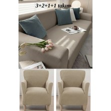 KUTLALE Likralı Pitikare Desen 3+2+1+1 Koltuk, Kanepe, Çekyat Örtüsü Takımı, Streç, Esnek, Lastikli, Koltuk Kılıfı 3211 Takımı