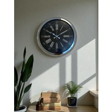 Çetiner Group Dark Elegance 40 cm Metal Krom Duvar Saati