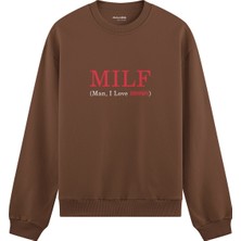 The Lucid Lab Mılf / Man I Love Ferrari Oversize Sweatshirt - Kahverengi