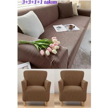 KUTLALE Likralı Pitikare Desen 3+3+1+1 Koltuk, Kanepe, Çekyat Örtüsü Takımı, Streç, Esnek, Lastikli, Koltuk Kılıfı 3311 Takımı