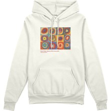 The Lucid Lab Color Study, Squares With Concentric Circles Oversize Hoodie - Beyaz
