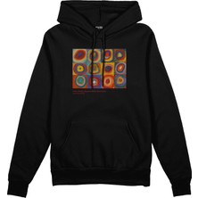 The Lucid Lab Color Study, Squares With Concentric Circles Oversize Hoodie - Siyah
