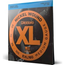 D'addario EXL160 Xl Nickel Wound Bas Gitar Tel Seti - 50-105 Medium (Profesyonel) | Long Scale (Uzun Ölçek), Güçlü Alt Frekanslar, Yüksek Ses Hacmi ve Parlak Karakter