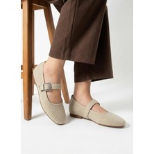 Nstil Günlük Kadın Babet Lastik Bantlı Tokalı Süet Taşlı, Sessiz, Hafif, Yumuşak Taban Ayakkabı 481