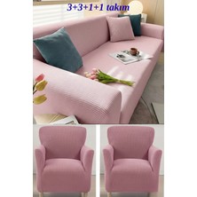 KUTLALE Likralı Pitikare Desen 3+3+1+1 Koltuk, Kanepe, Çekyat Örtüsü Takımı, Streç, Esnek, Lastikli, Koltuk Kılıfı 3311 Takımı