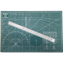 Tograt A3 Kesme Matı Patchwork - Çift Taraflı Kesim Altlığı - 42X30CM + 30CM Çelik Cetvel