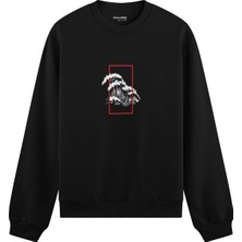 The Lucid Lab Perspektif Kanagawa Dalgası Oversize Sweatshirt - Siyah