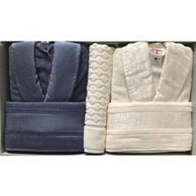 Özdilek Blossom Happy Aile Bornoz Seti Krem - Indigo