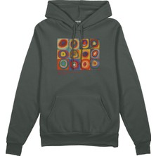 The Lucid Lab Color Study, Squares With Concentric Circles Oversize Hoodie - Antrasit