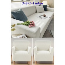 KUTLALE Likralı Pitikare Desen 3+3+1+1 Koltuk, Kanepe, Çekyat Örtüsü Takımı, Streç, Esnek, Lastikli, Koltuk Kılıfı 3311 Takımı