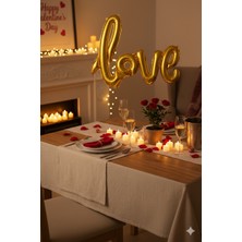 Deniz Party Store Love El Yazısı Folyo Balon Gold Renk