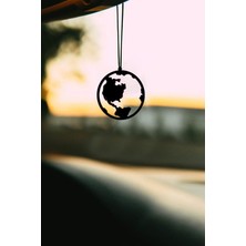 Özgürce Metal Daire Dünya Motifli Dikiz Aynası Süsü, Şık ve Zarif Araç Aksesuarı