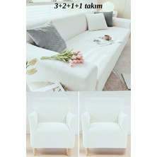 KUTLALE Likralı Pitikare Desen 3+2+1+1 Koltuk, Kanepe, Çekyat Örtüsü Takımı, Streç, Esnek, Lastikli, Koltuk Kılıfı 3211 Takımı