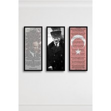 Çerçeveli Atatürk Tablosu 3’lü Set | Gençliğe Hitabe, Atatürk Por