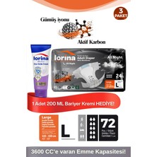 Lorina Aktif Karbonlu & Gümüş Iyonlu Bel Bantlı Hasta Bezi Large 24’lü 3 Paket