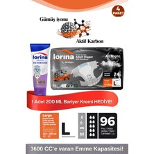 Lorina Aktif Karbonlu & Gümüş Iyonlu Bel Bantlı Hasta Bezi Large 24’lü 4 Paket