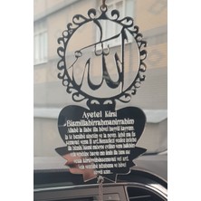 Özgürce Ayetel Kürsi Pleksi Gümüş Renk Dikiz Aynası Süsü, Şık ve Zarif Tasarım