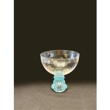 Roy King Turkuaz Ayaklı Kristal Cam Tekli Kup/kase