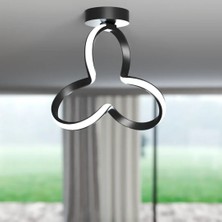 Clover Siyah Tekli Plafonyer LED Beyaz Ultra Ledli Salon Mutfak Oda Hol Ledli Avize Siyah