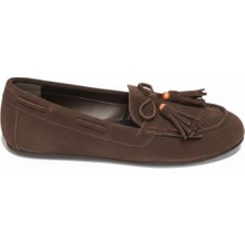 Fox Shoes Y996271002 Kahverengi Süet Püskül Detaylı Kadın Babet