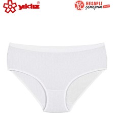 Yıldız Çamaşır Yıldız 3585 Büyük Beden Kadın Beyaz %100 Pamuklu Çizgili Yüksek Bel Bato Külot 1 Adet