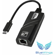 Blue Wings USB Type-C To Ethernet Dönüştürücü 1000 Mbps | USB 3.0 Gigabit Lan Adaptör | Macbook, Laptop, Tablet Uyumlu Hızlı Internet Adaptörü