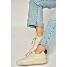 Fox Shoes Y999255803 Bej Hakiki Deri Kadın Spor Ayakkabı Sneakers