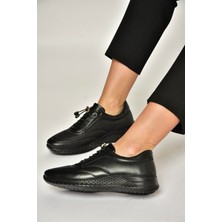 Fox Shoes Y999255803 Siyah Hakiki Deri Kadın Spor Ayakkabı Sneakers