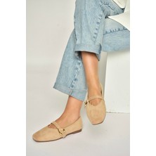 Fox Shoes Y726632602 Ten Süet Kalp Toka Detaylı Kadın Babet